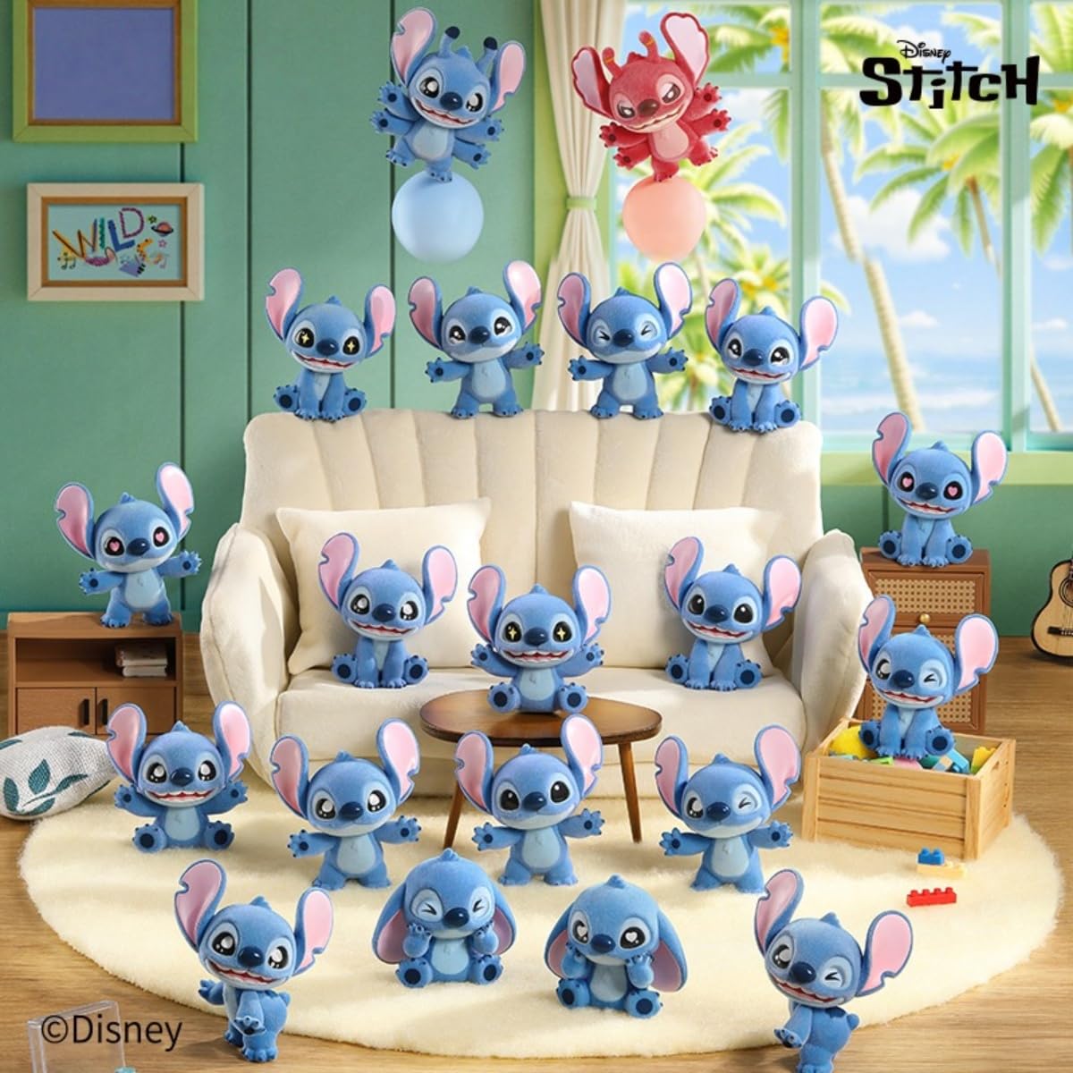 MINISO Disney Stitch Blind Bag, 1 Pack (3 Mini Flocked Figures
